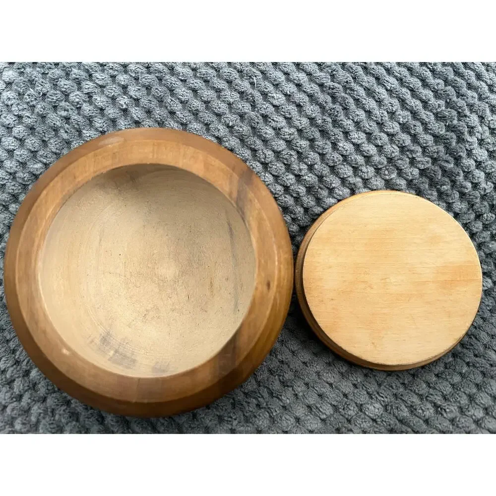 Vintage Inlaid Wooden Trinket Box w/ Ginkgo Leaf Botanical Lid MCM Wood